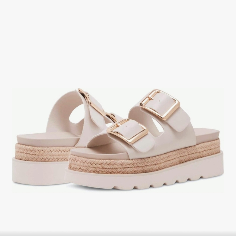 Womens Raffia Platform Wedge Sandals Sz 6 New